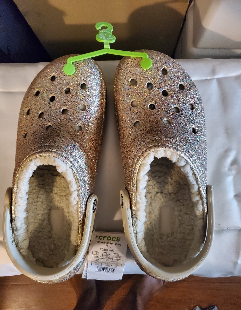 CROCS Classic Glitter Lined Clog - Rose Gold Sparkle